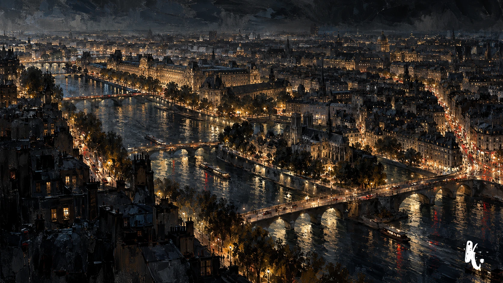 Vue nocturne du Bourg de La Cour