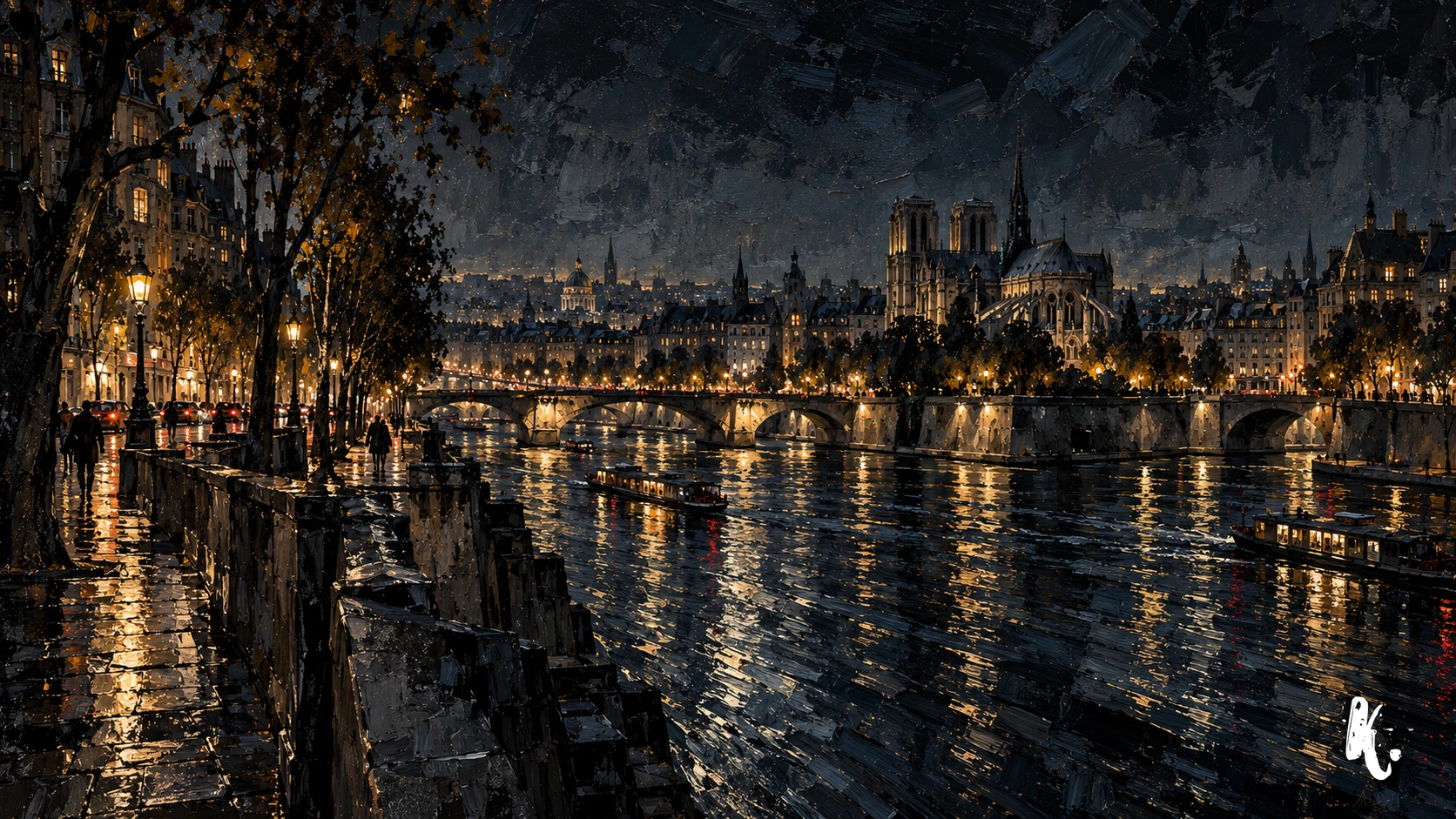 Quais de la Seine et Île de la Cité de nuit