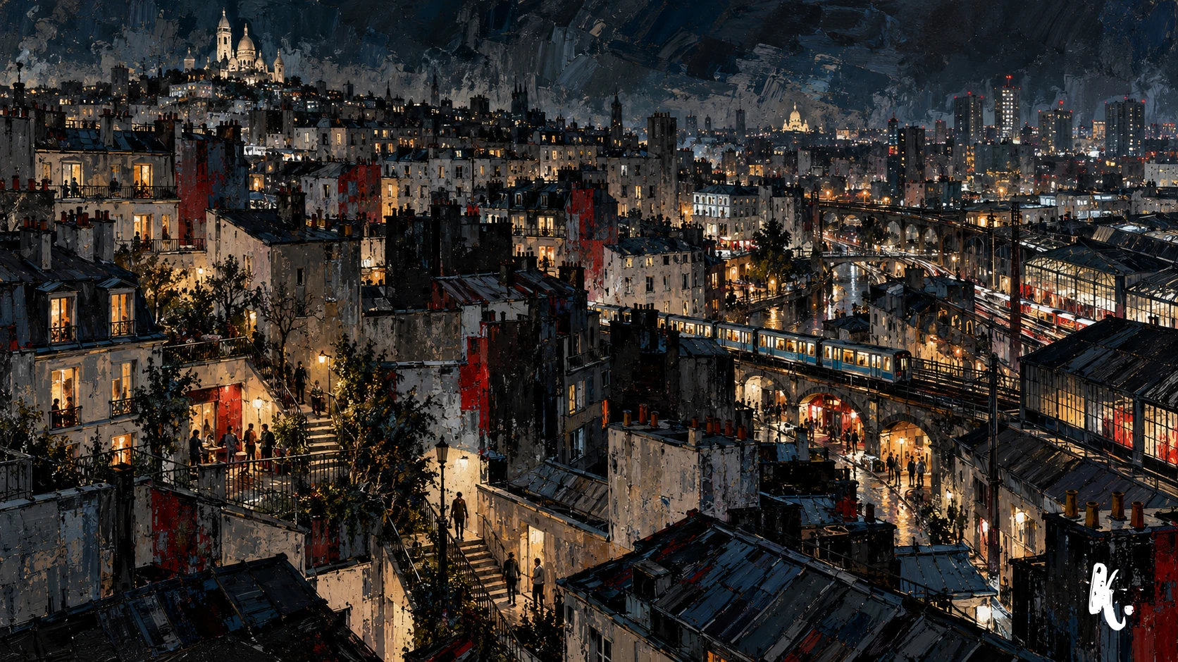 Cours, voies et toits du nord parisien de nuit