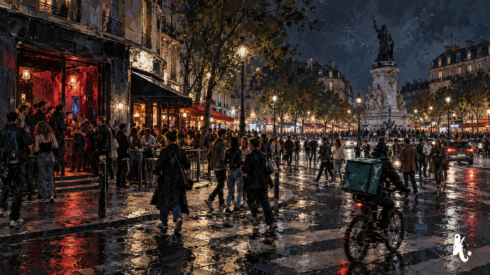Vie nocturne et passants dans le onzième arrondissement