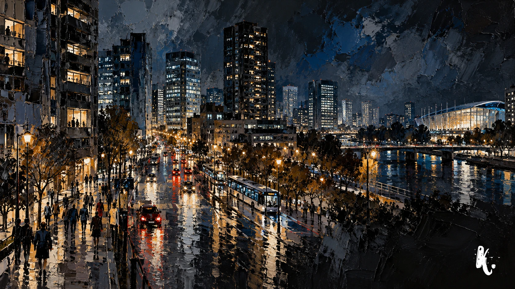 Immeubles et transports du quinzième arrondissement de nuit
