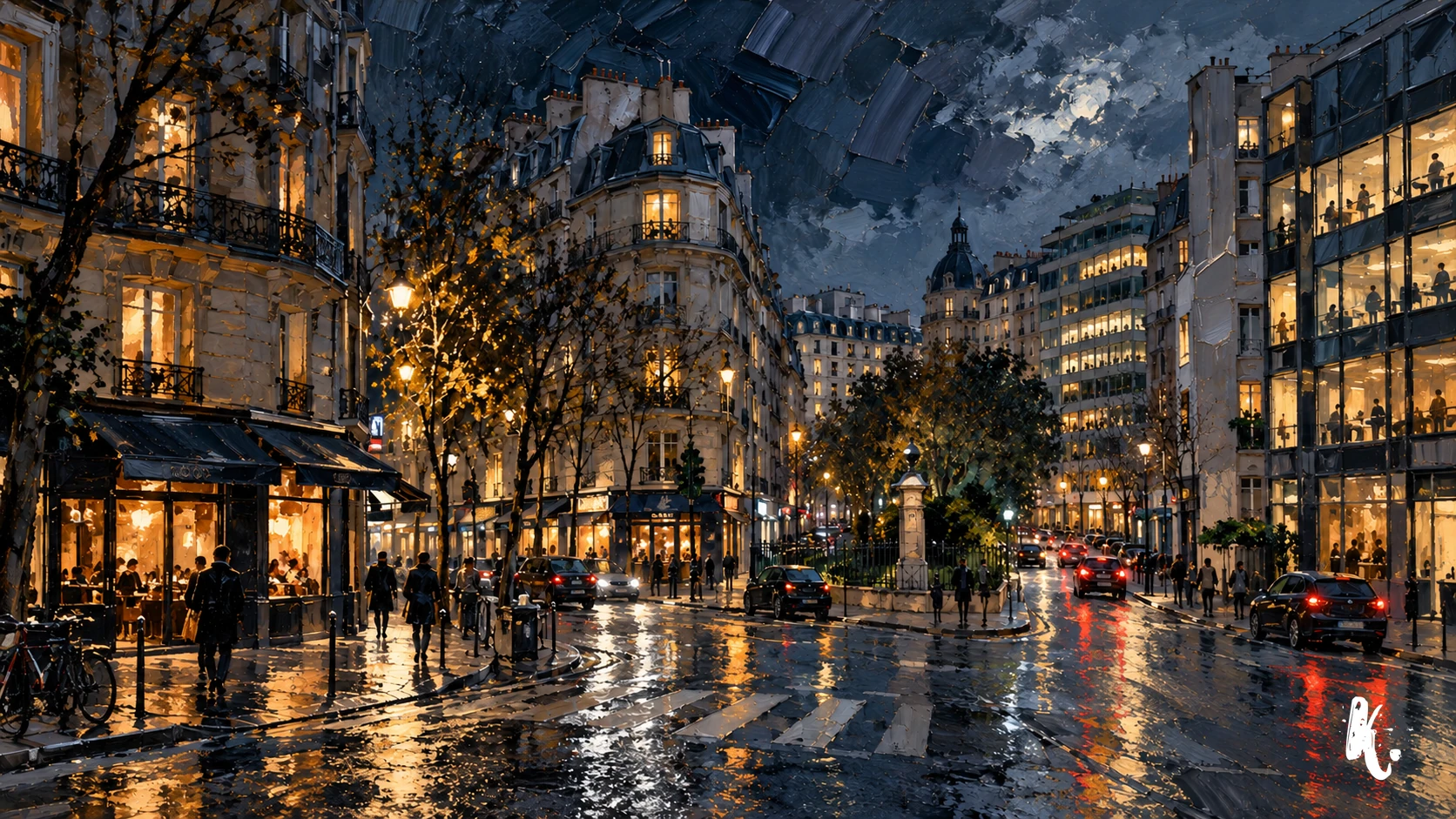Commerces et bureaux du dix-septième arrondissement de nuit