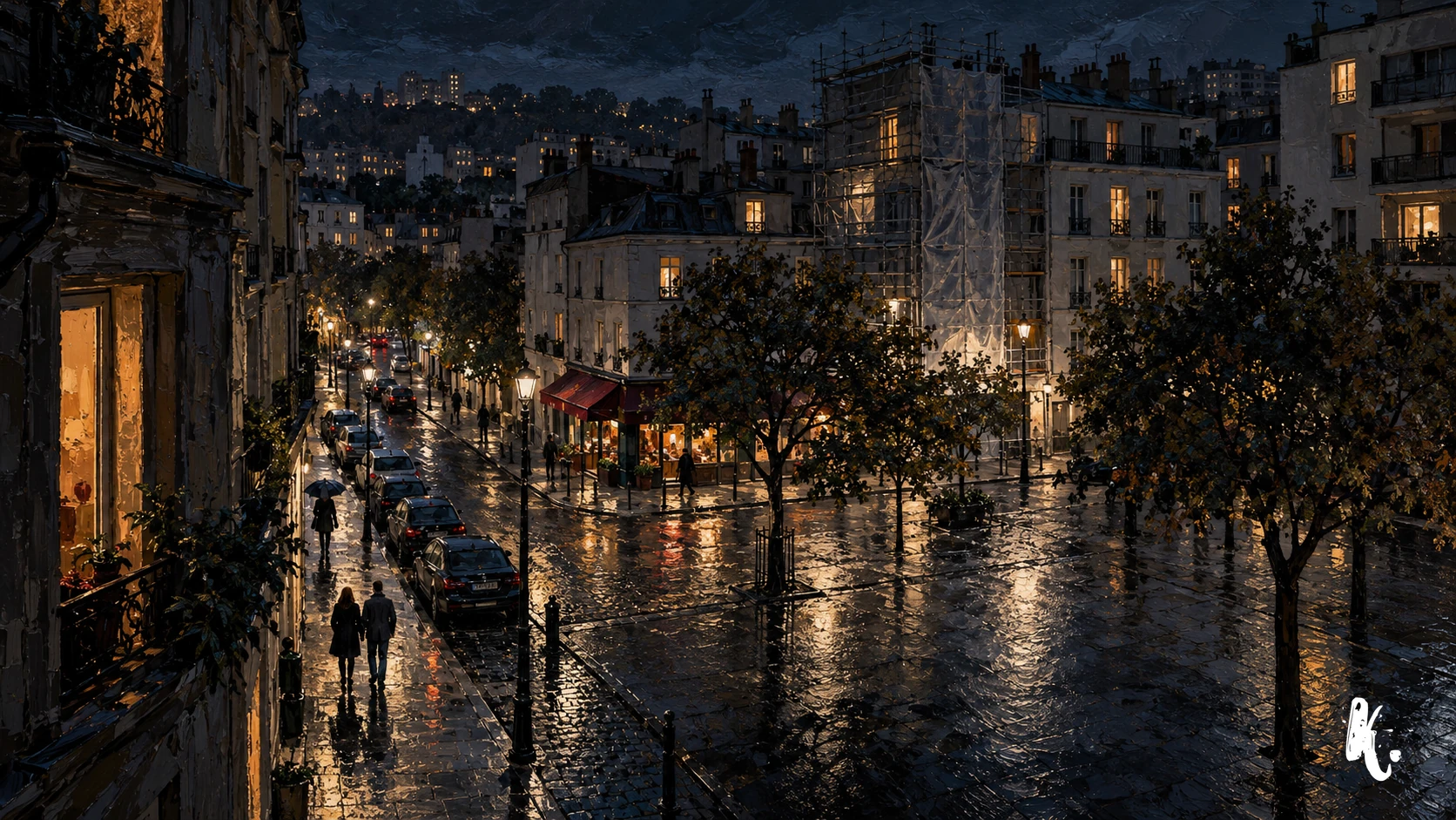 Rue habitée du vingtième arrondissement en travaux
