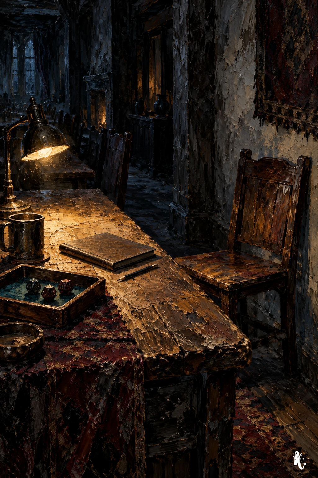 Une chaise vide à côté de la table de jeu