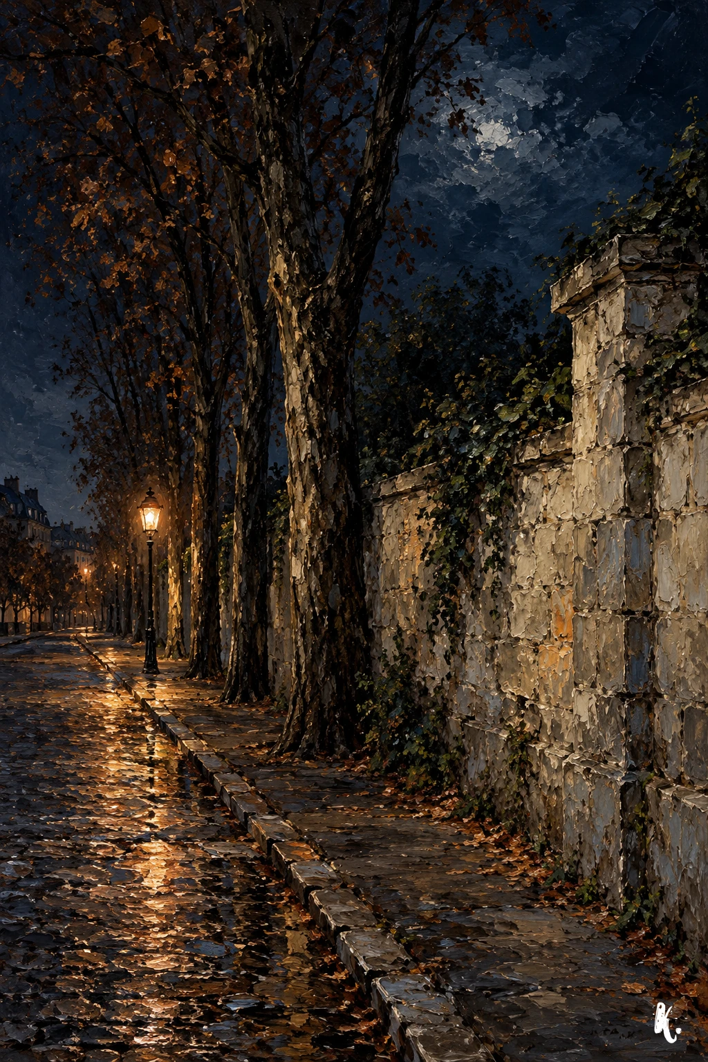 Une lisière arborée près de Vincennes, la nuit