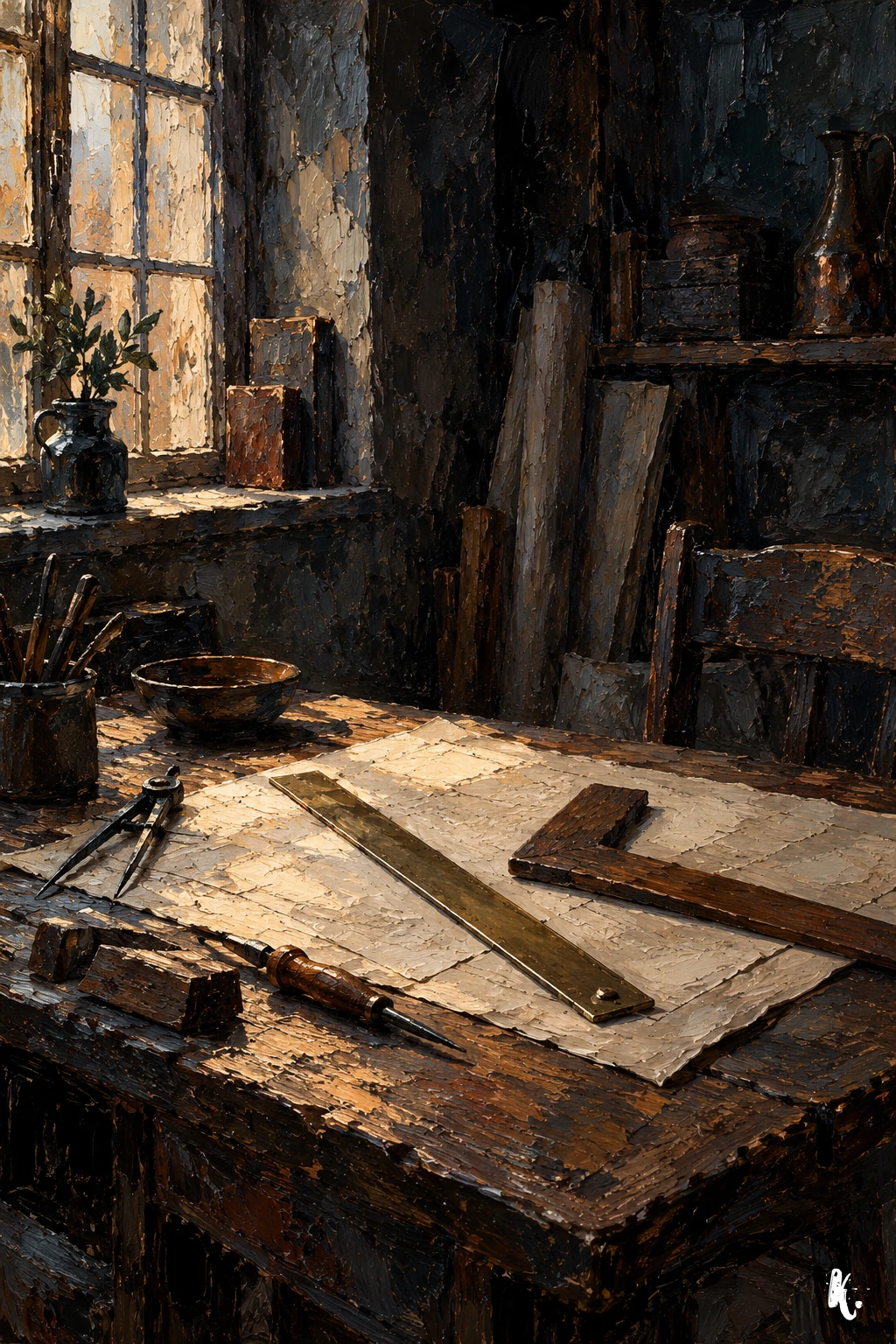 Des instruments de mesure sur une table ancienne
