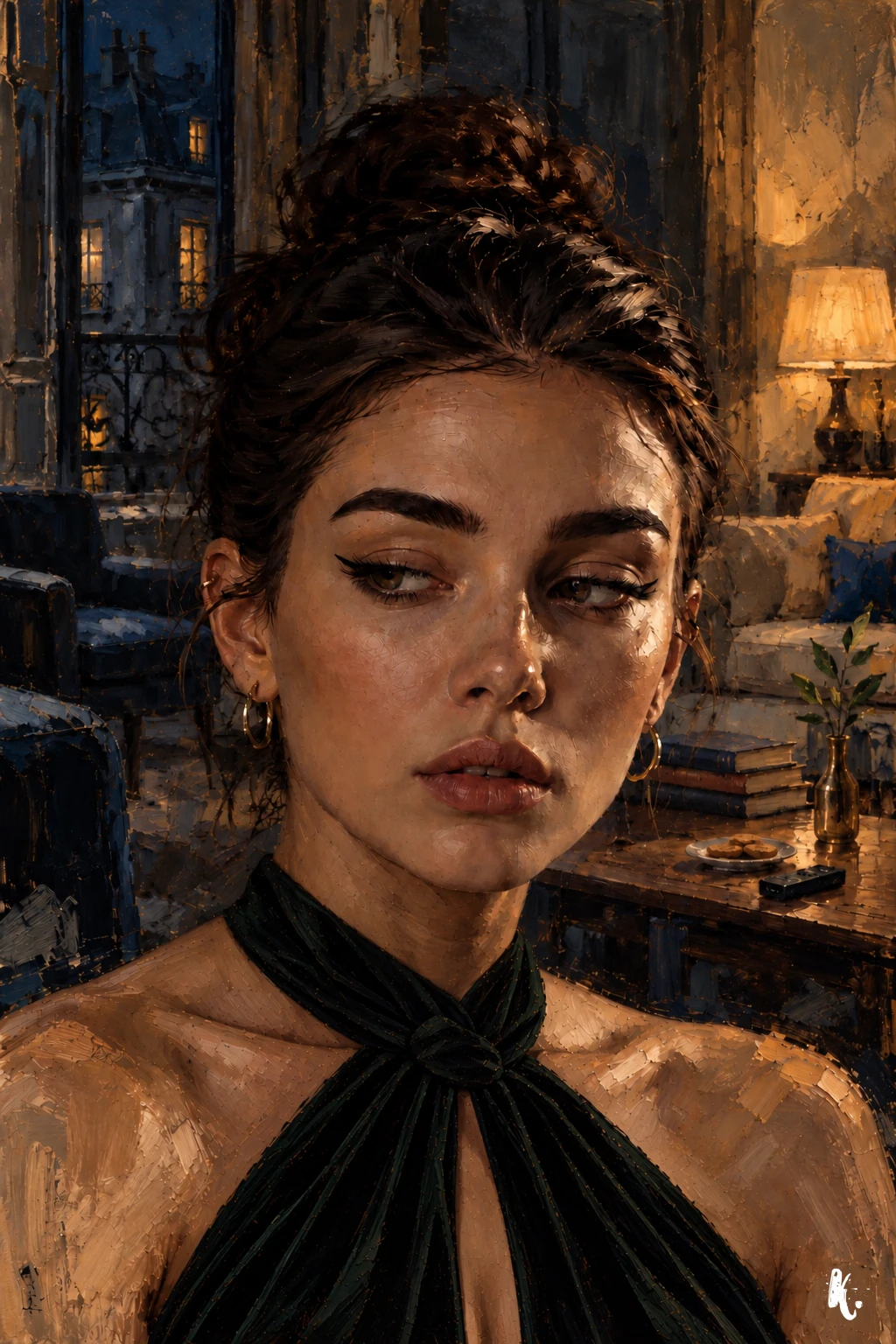 Le visage attentif de Lydia, sans sourire