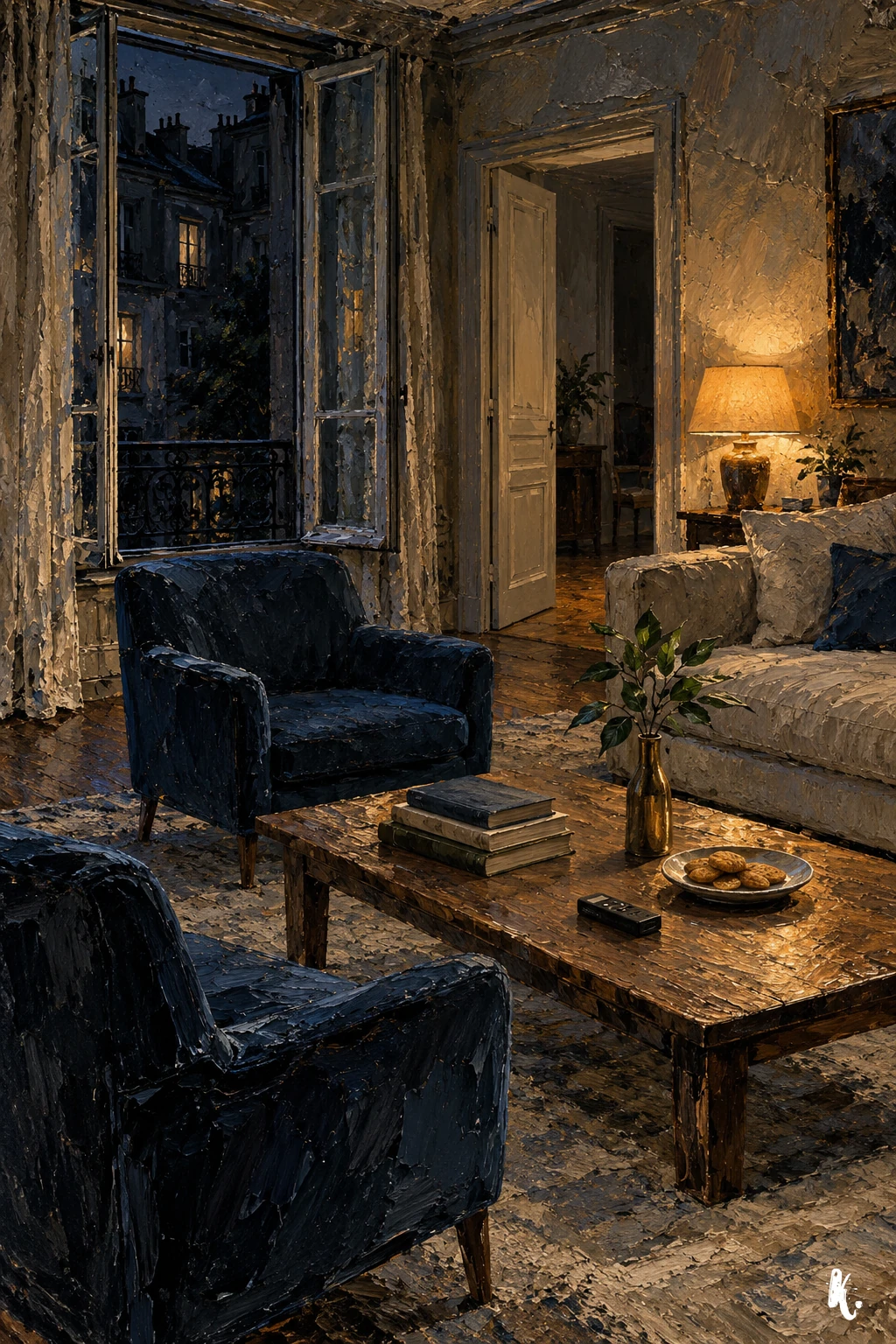 Une chaise et un passage libres dans le salon