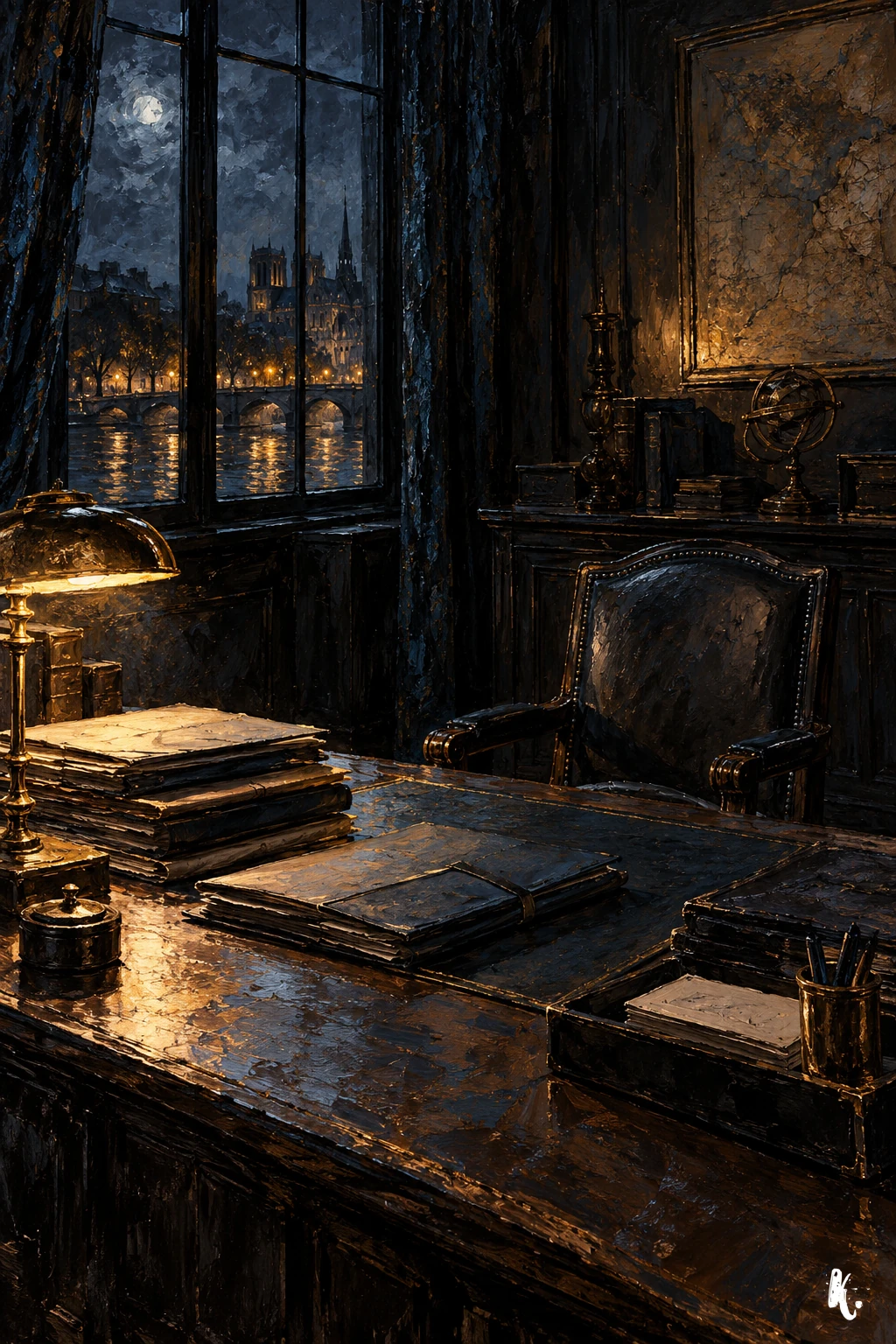 Des dossiers fermés sur une ancienne table de travail