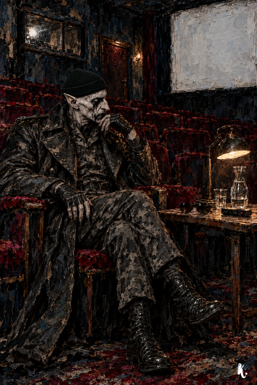 Orlok écoute dans la salle de projection silencieuse