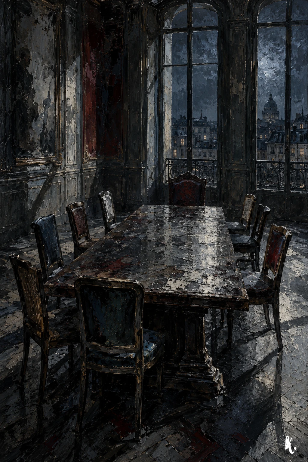 Une table de Conseil entourée de sièges différents