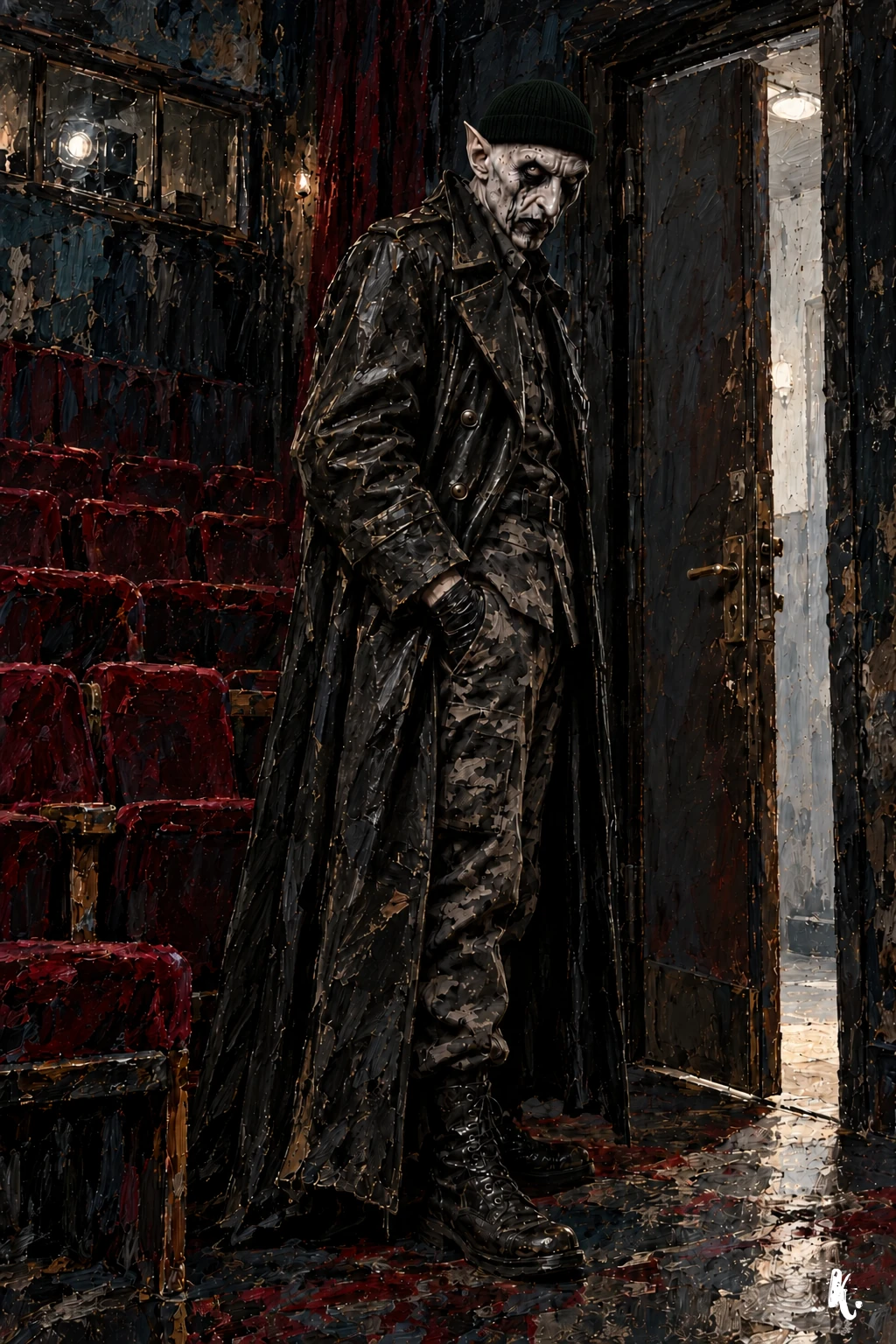 Orlok regarde une porte ordinaire entrouverte