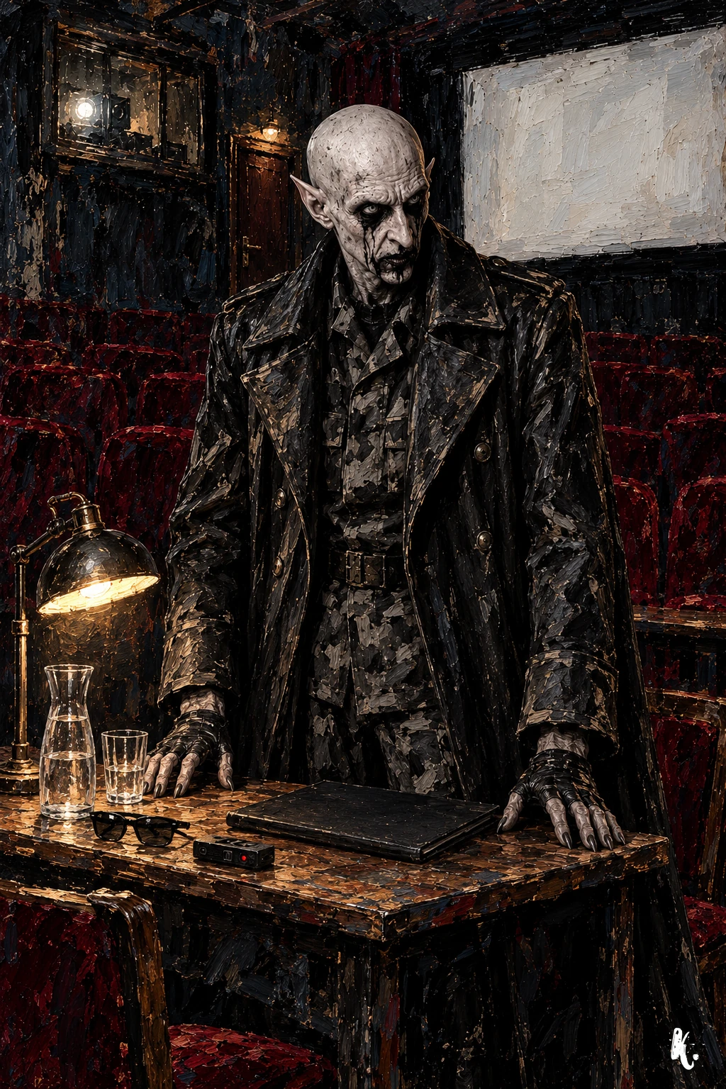 Orlok devant un dossier gardé fermé