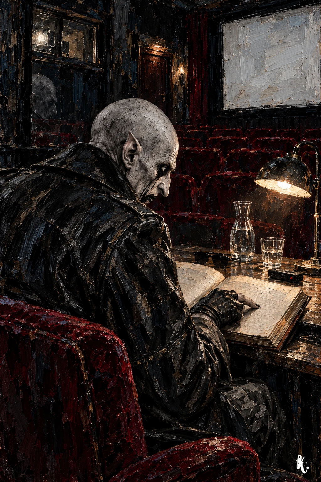 Orlok examine les marges d’un document muet