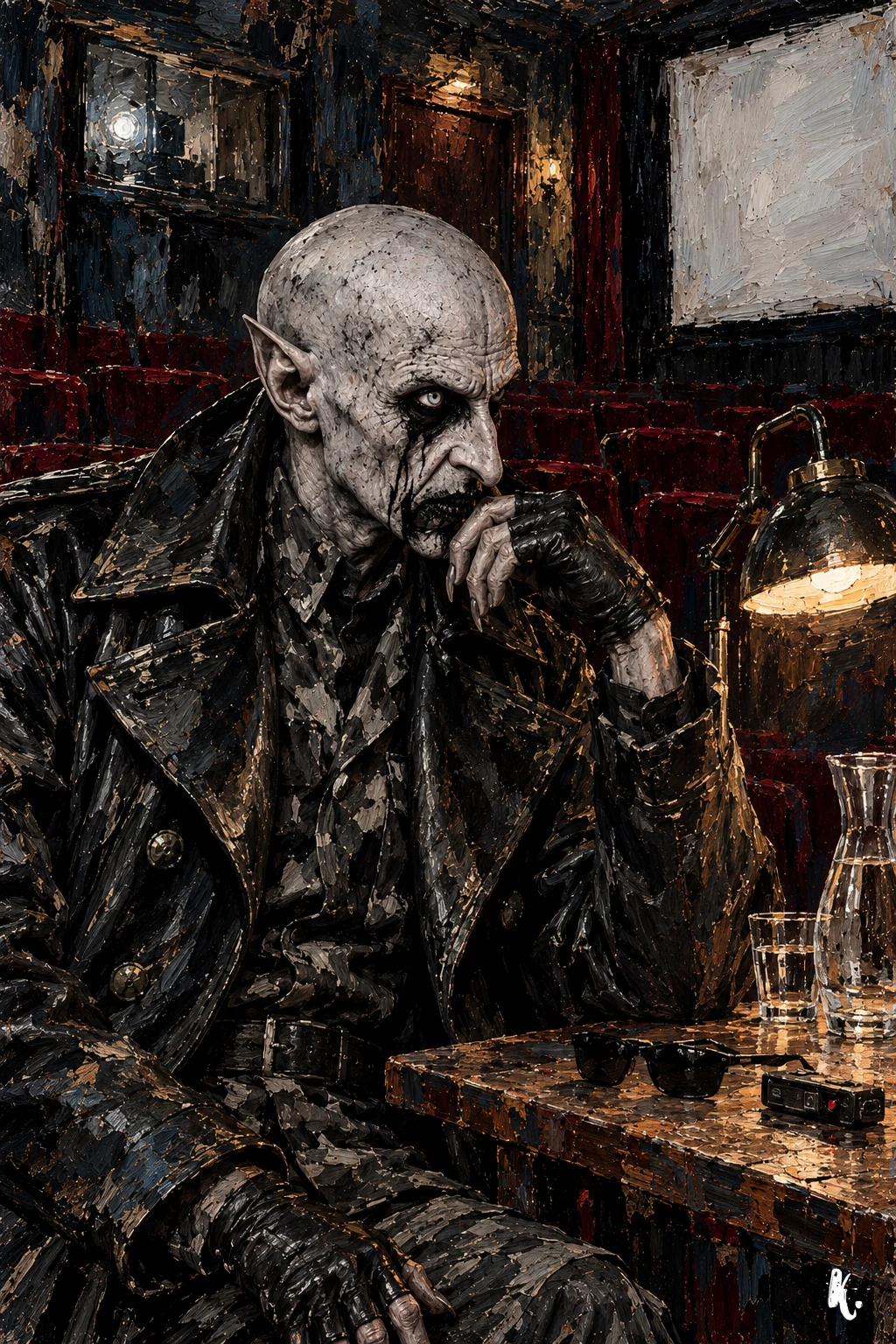 Orlok tourne son visage vers une lumière latérale