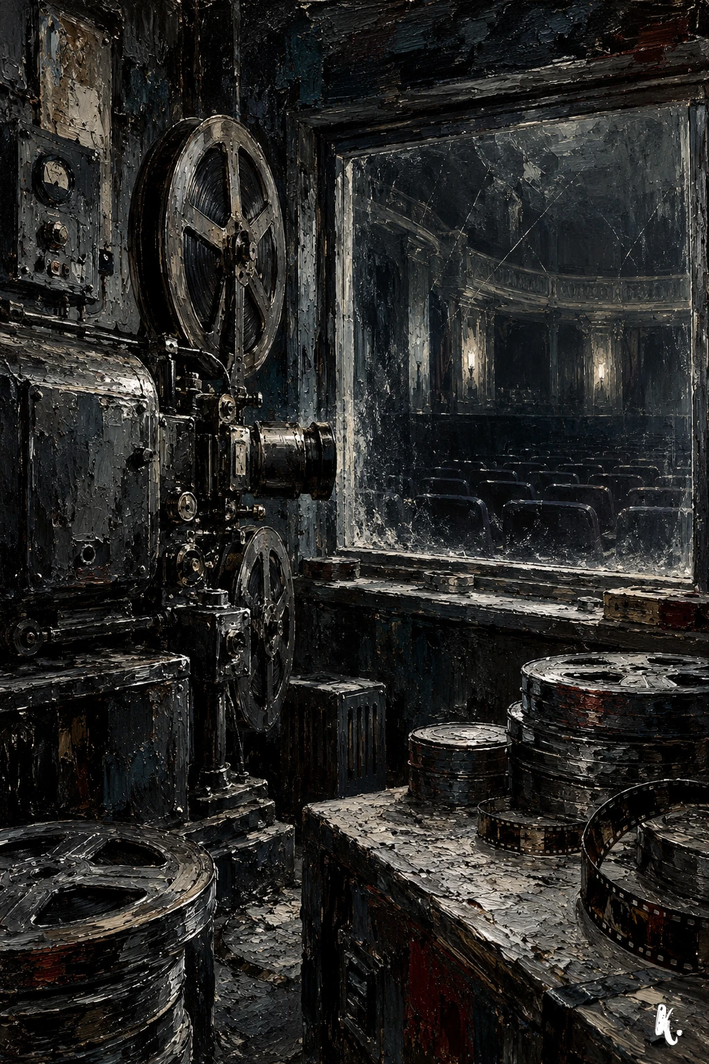 Une cabine de projection vide après la séance