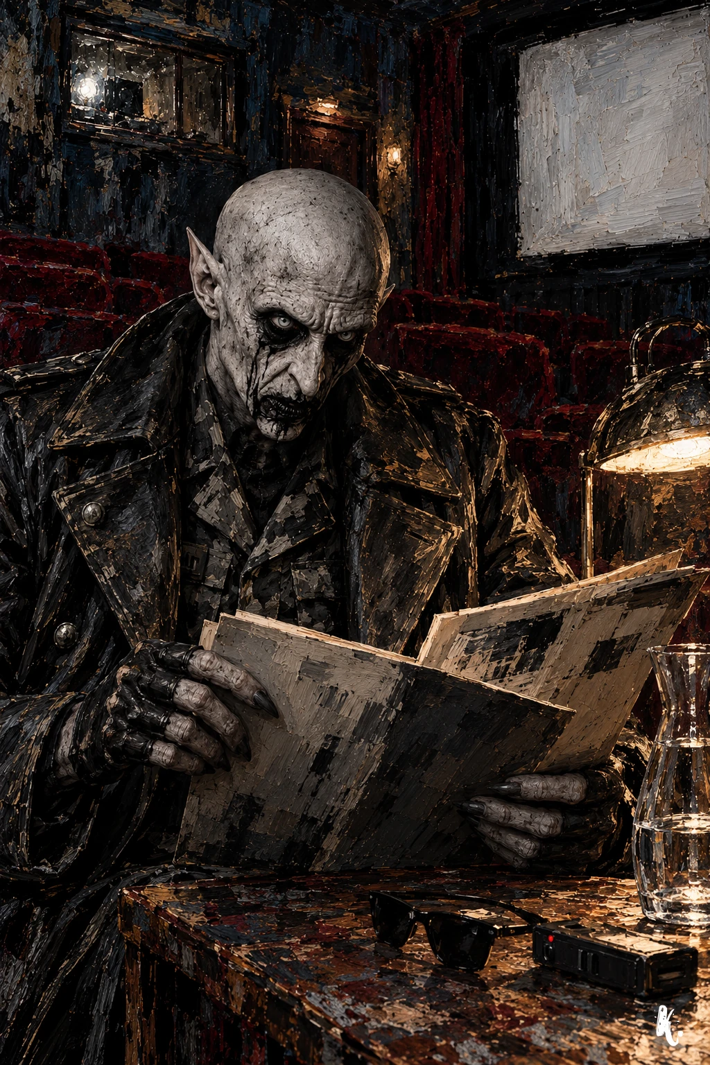 Une main d’Orlok garde un dossier ouvert