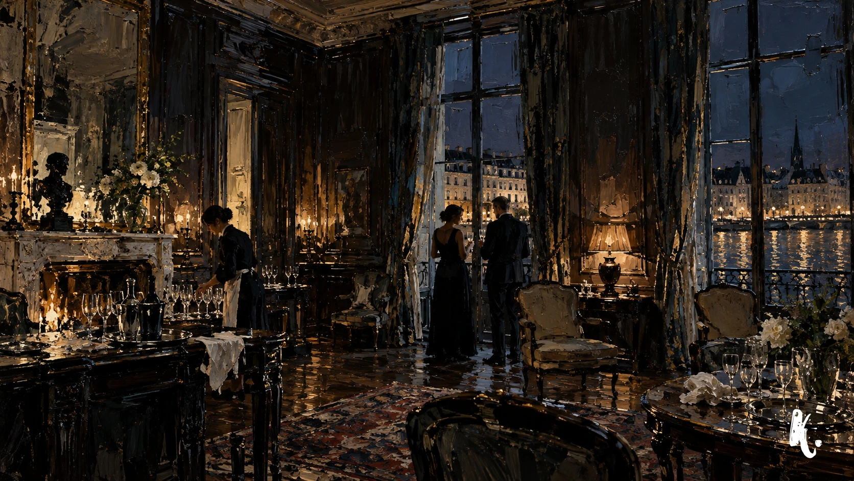 Réception nocturne dans un salon bordelais