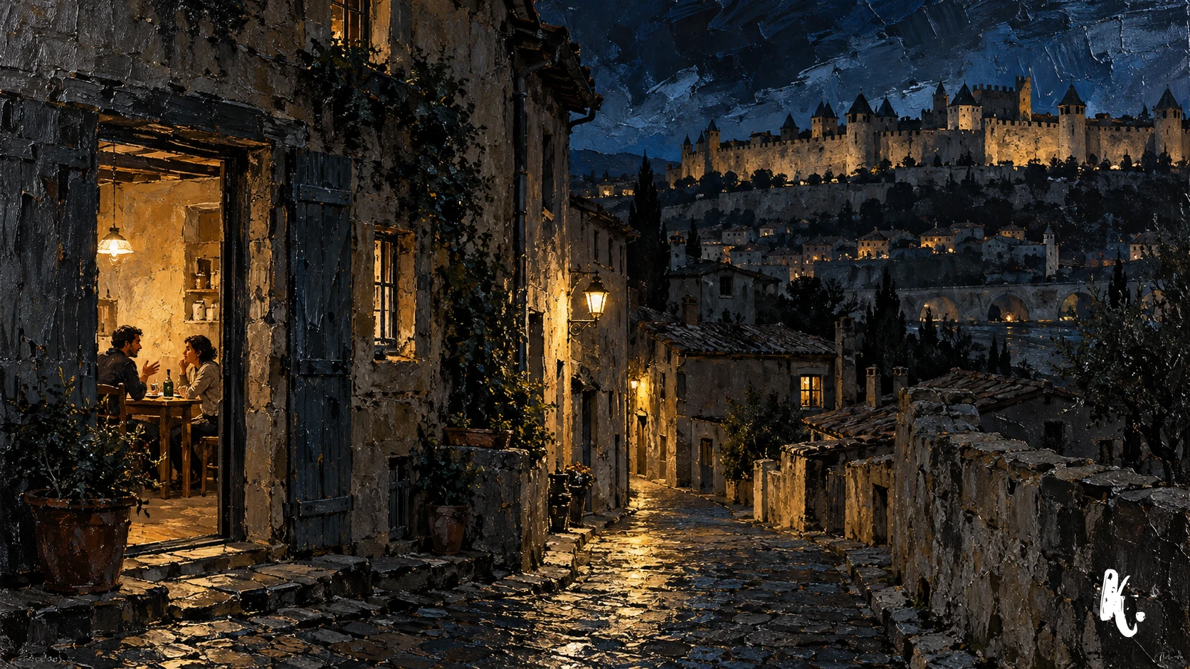Rencontre dans la Trivalle à Carcassonne de nuit