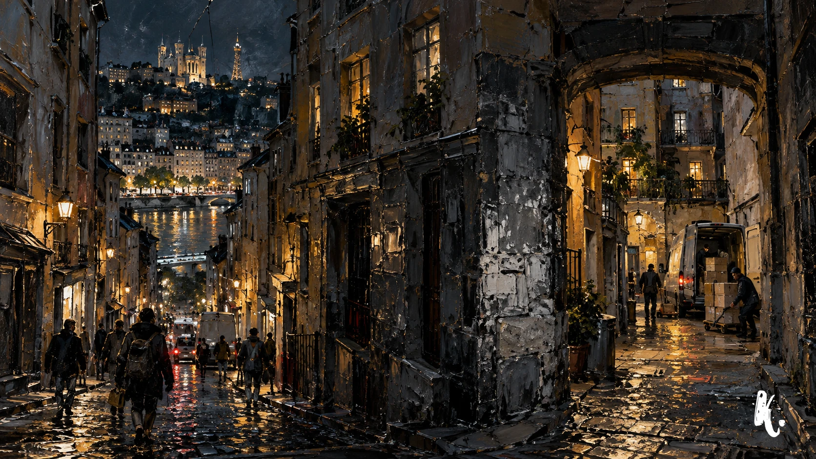 Passages et rues habitées de Lyon de nuit