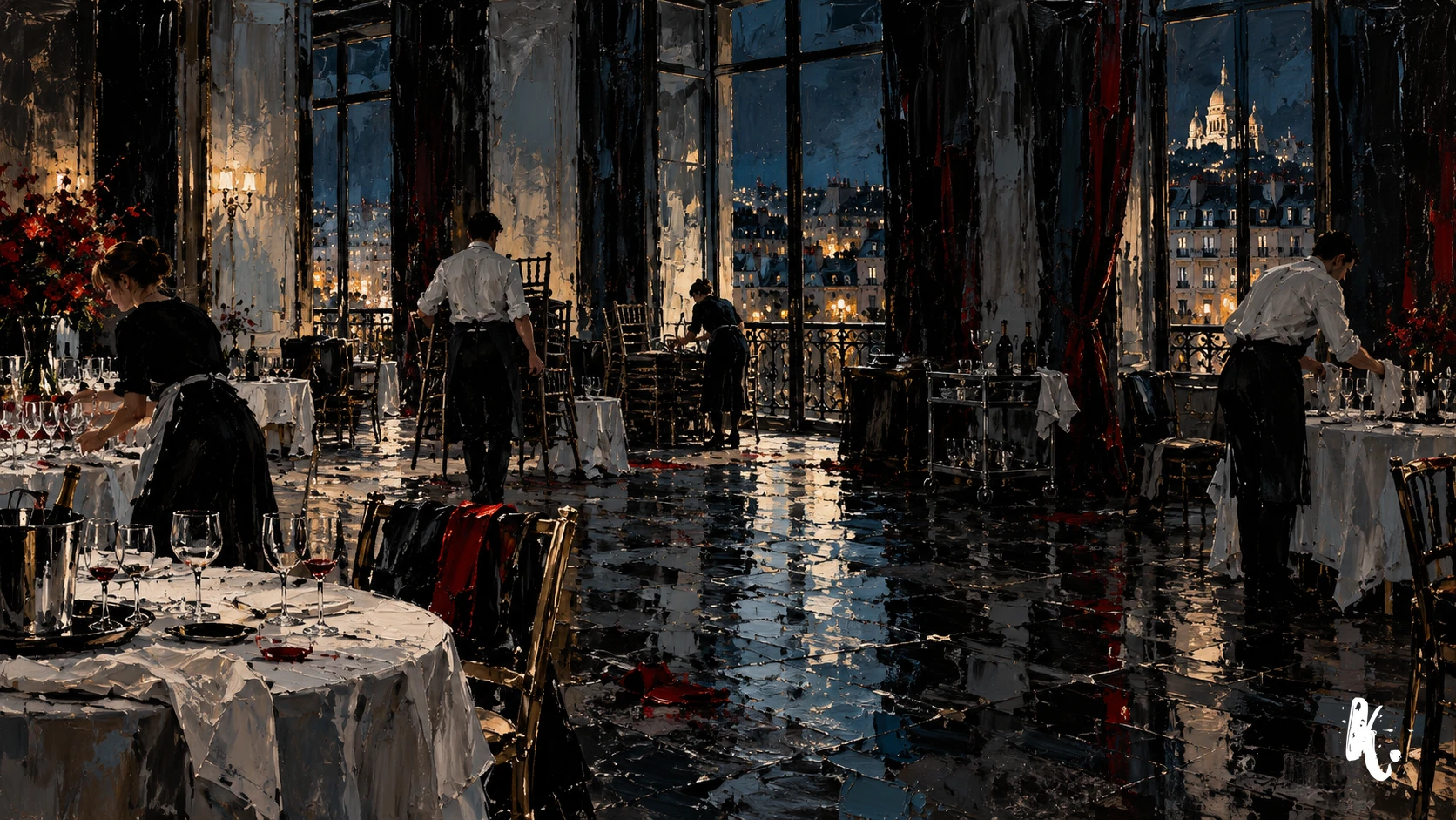 Un lieu de réception temporaire après une soirée parisienne