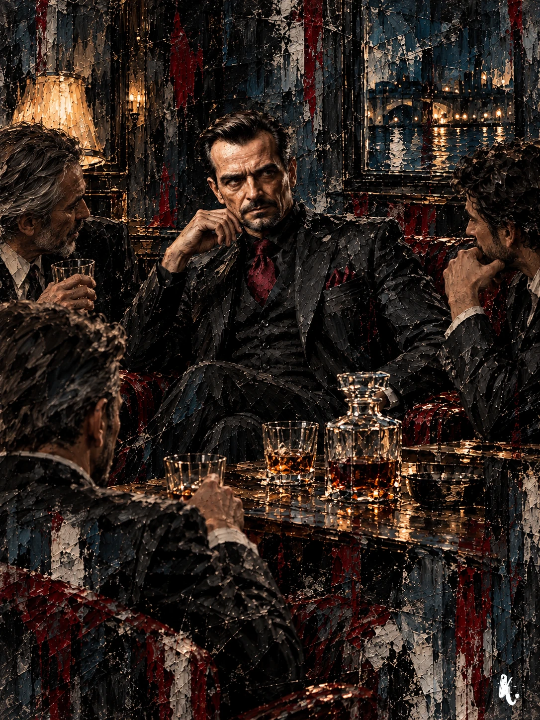 Vittorio partageant une soirée avec trois hommes